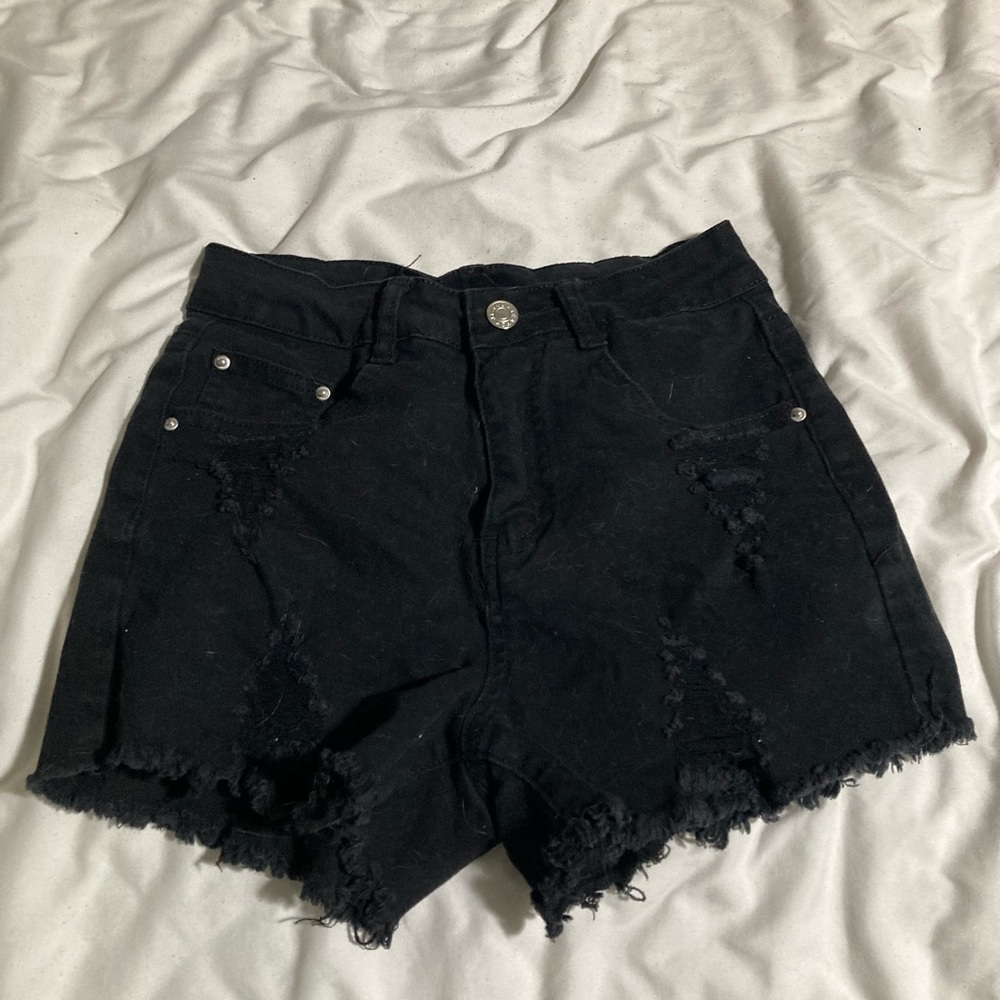 Ripped, Black, Jean Shorts, Size S